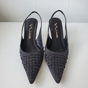 SOLD ON DEPOP Nina Kitten Heels with beaded design